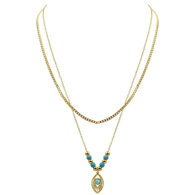 Delmira Collection - Evil Eye Layered Necklace - Limited Quantities!