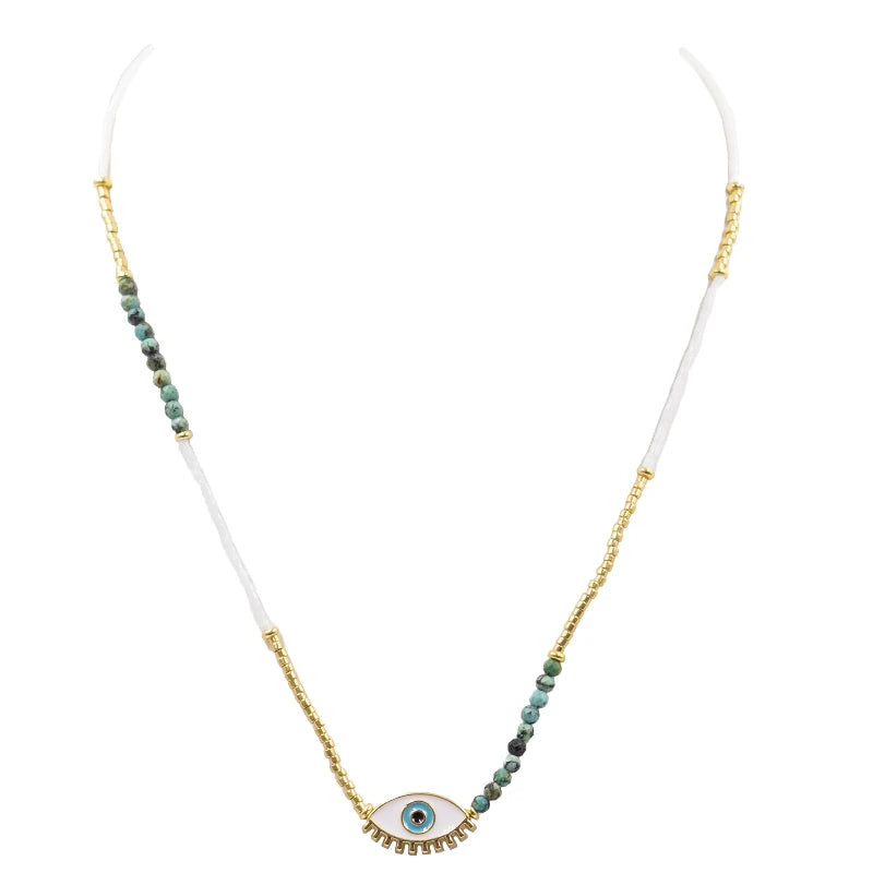 Delmira Collection - Evil Eye Tortoise Necklace - Limited Quantities!