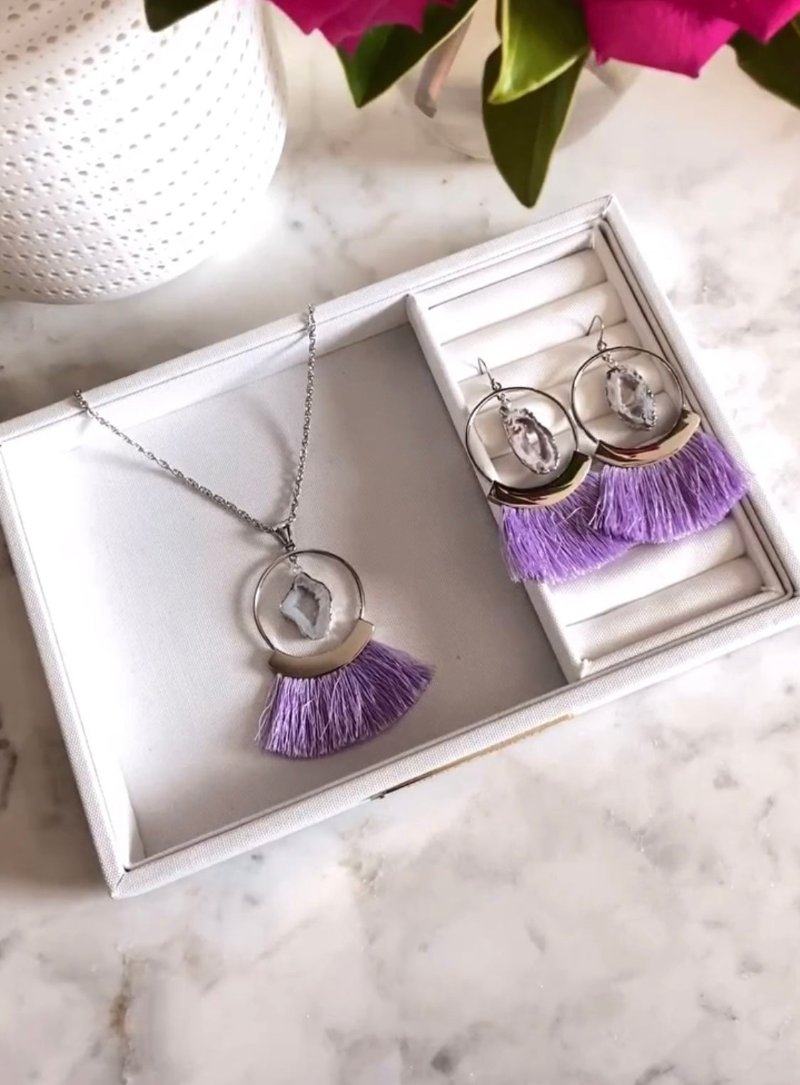 Agate Collection - Silver Royal Necklace & Earrings Gift Set - Limited Quantity!