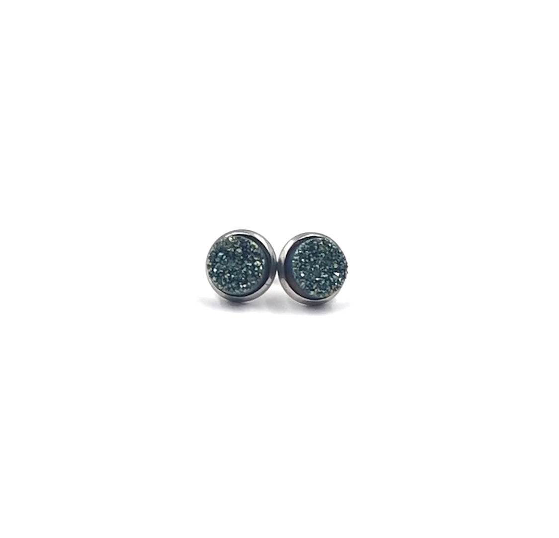 Stone Collection - Silver Venus Cosmic Quartz Stud Earrings - Limited Quantity!