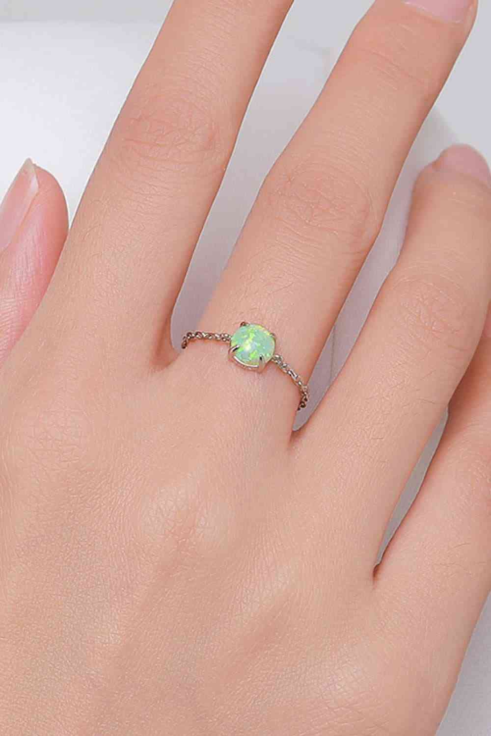 Sterling Silver Green Opal Ring