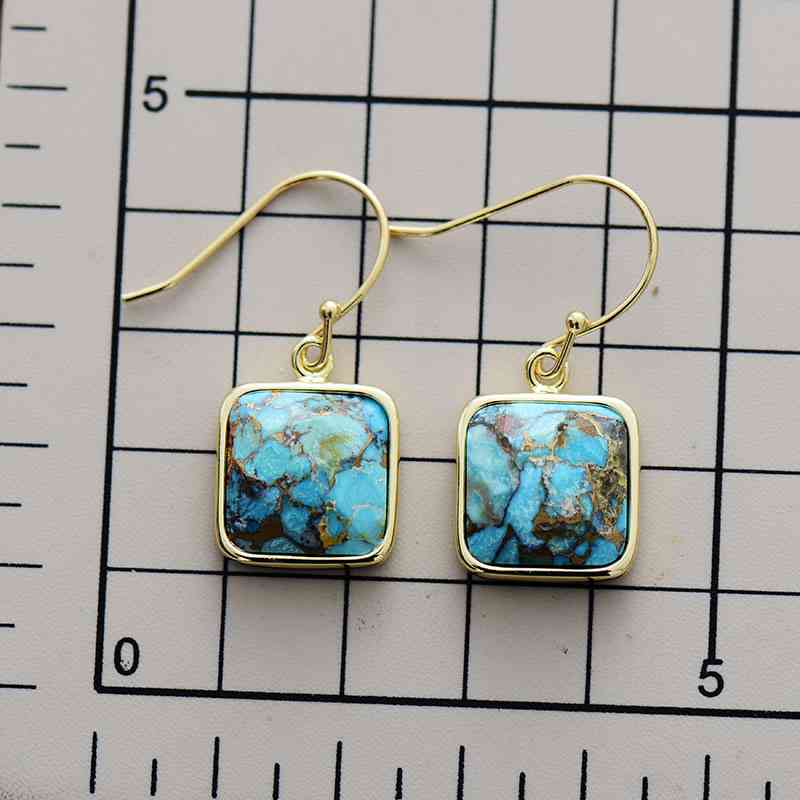 Square Turquoise Drop Earrings