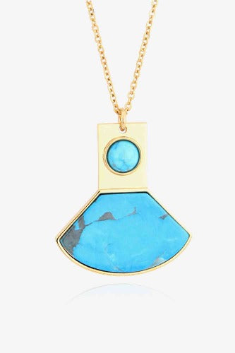 18K Gold Plated Copper Turquoise Pendant Necklace