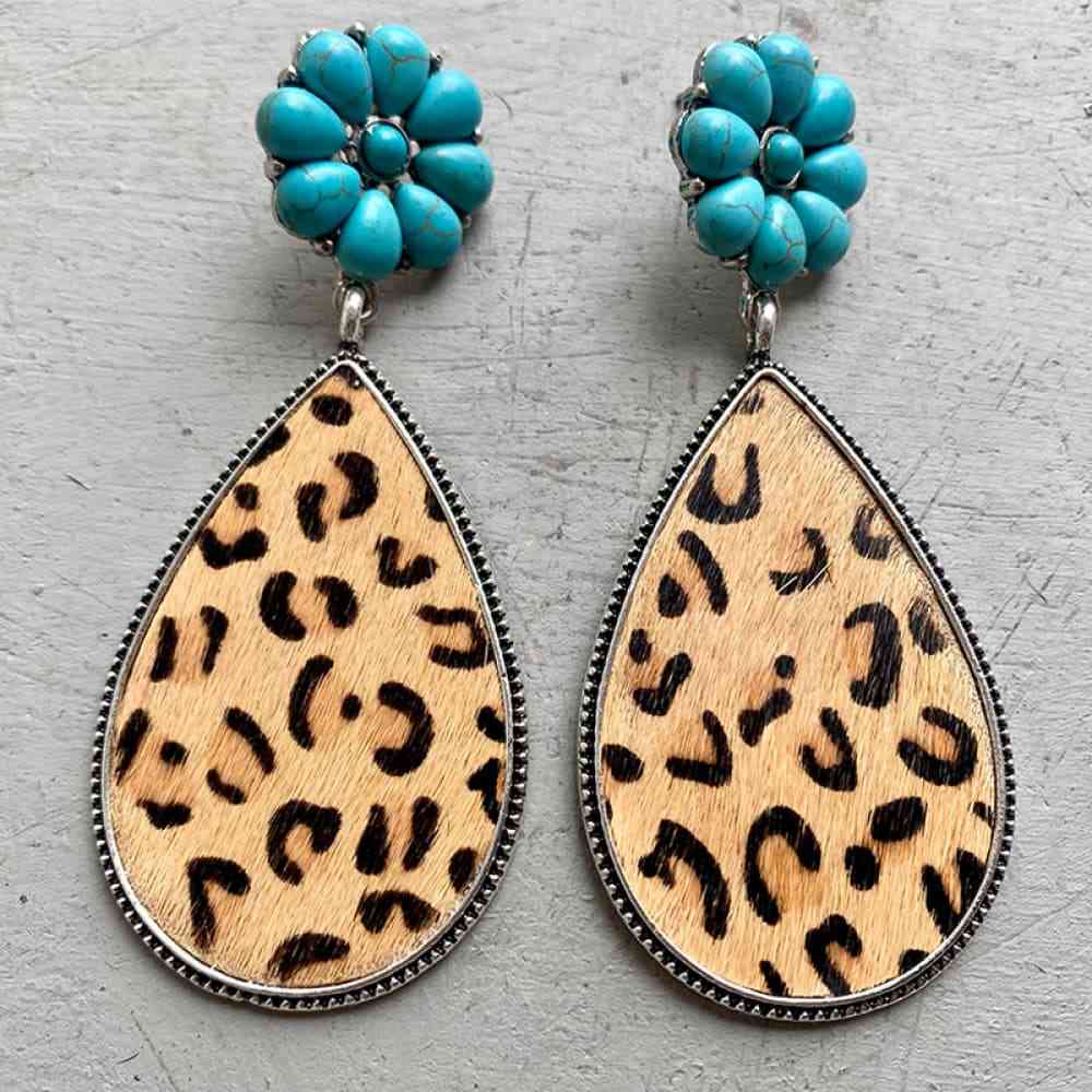 Turquoise Flower Teardrop Earrings